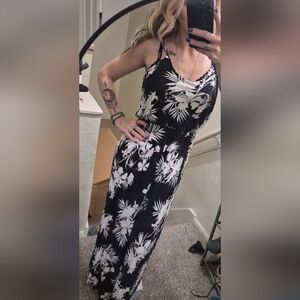 Lush Black and White Floral Maxi Dress